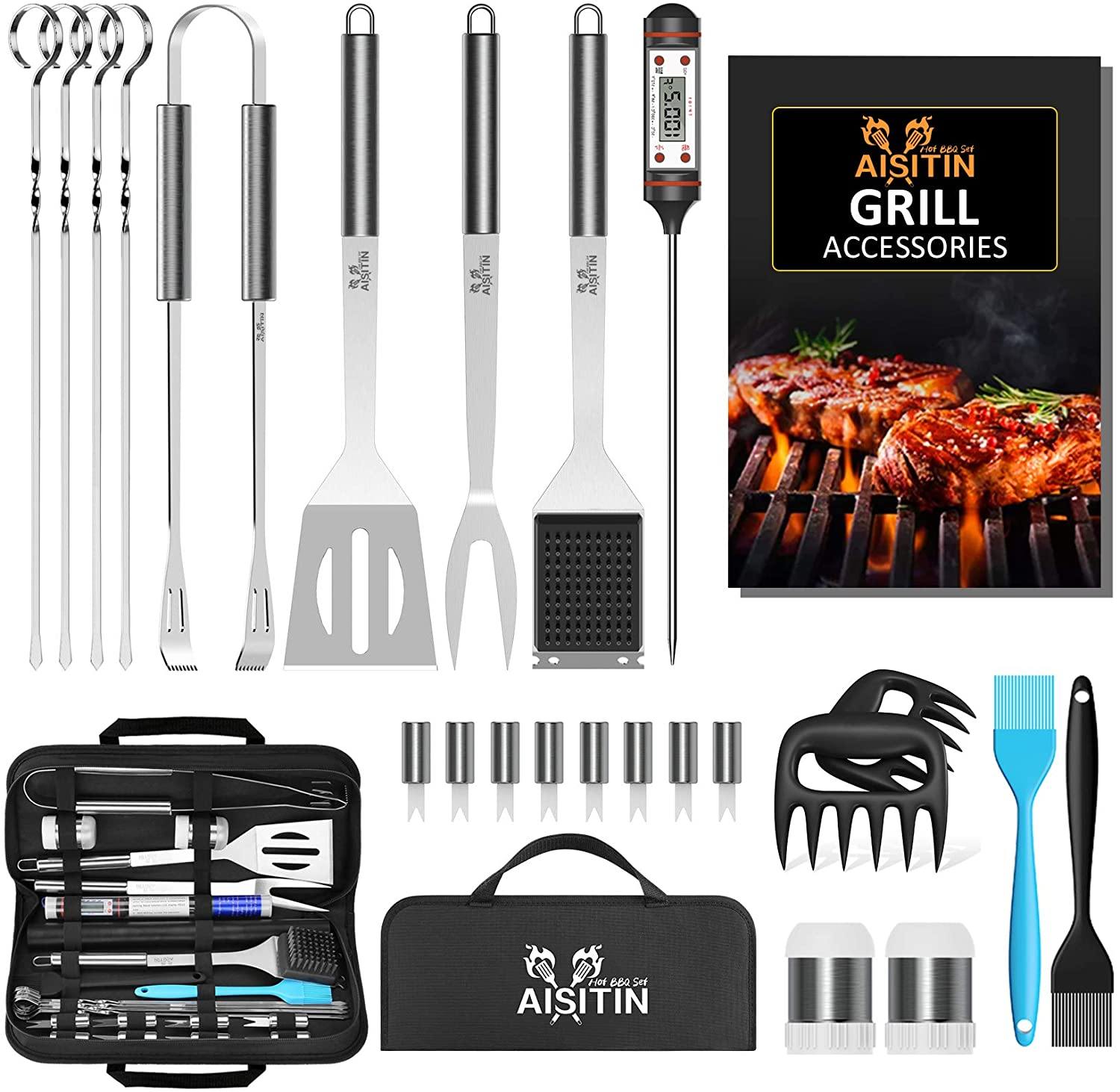 BBQ Grilling Accessories 16 Pcs Set, Stainless Steel Grill Tools Grilling  Accessories with Aluminum Case for Camping/Backyard Barbecue, Grill Utensils  Set for Men Women 