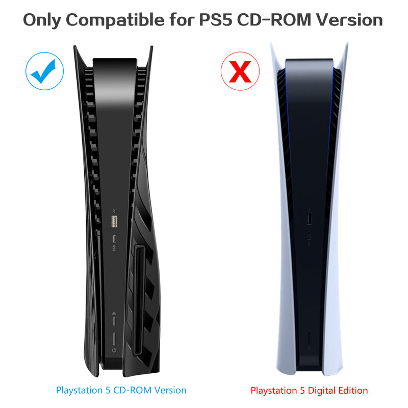 HEYSTOP PS5 Plates for PS5 Accessories, Hard Shockproof Cover PS5 Skins Shell Panels for PS5 Console, Anti-Scratch Dustproof Face Plates Replacement Accessories for Playstation 5 Disc Edition - Black