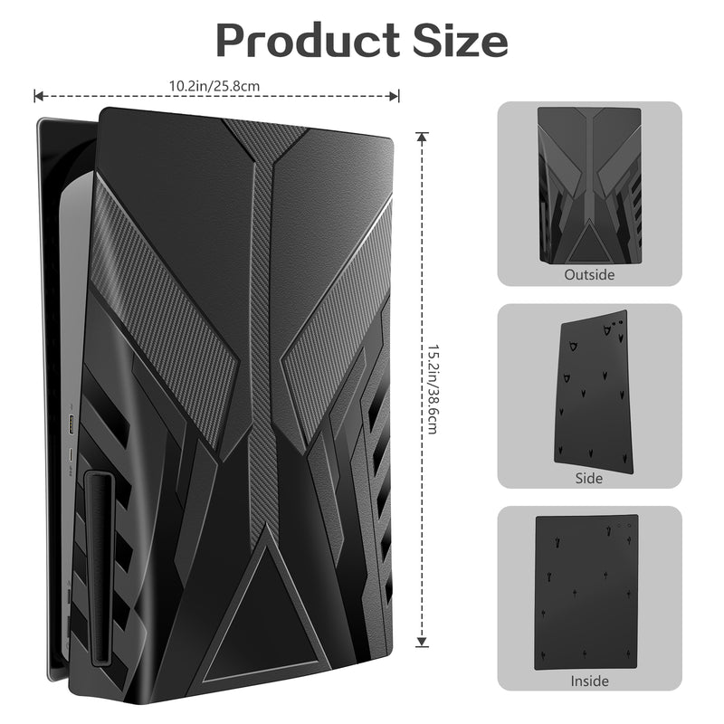HEYSTOP PS5 Plates for PS5 Accessories, Hard Shockproof Cover PS5 Skins Shell Panels for PS5 Console, Anti-Scratch Dustproof Face Plates Replacement Accessories for Playstation 5 Disc Edition - Black