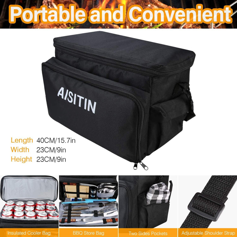 AISITIN BBQ Grill Accessories with Insulated Cooler Bag, for Smoker, Camping, Kitchen Grill Tool Set for Men - Aisitin Online