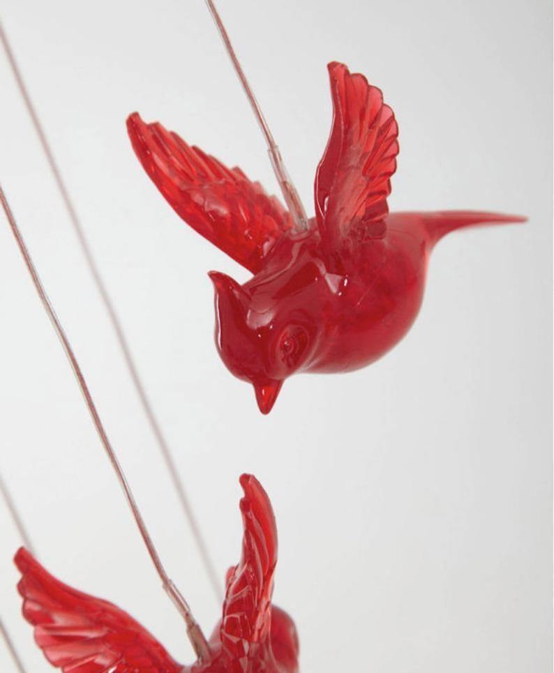 Solar Cardinal Red Bird Wind Chime Light - Aisitin Online
