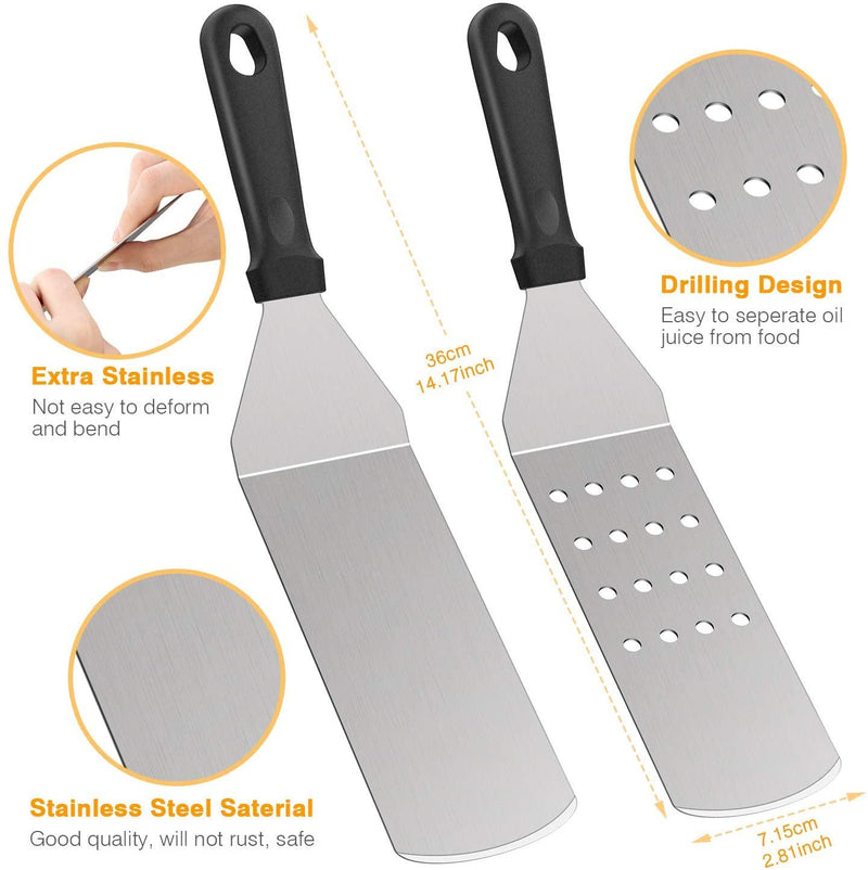 22 Pcs Morale Griddle Accessories Kit, with Spatula, Grill Scraper, Knife, Bottle, Tong, Fork - Aisitin Online