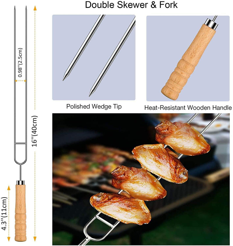 33PCS Metal Kabob Skewers Set for Meat Chicken Shrimp Vegetable, with Marshmallow Roasting Sticks - Aisitin Online