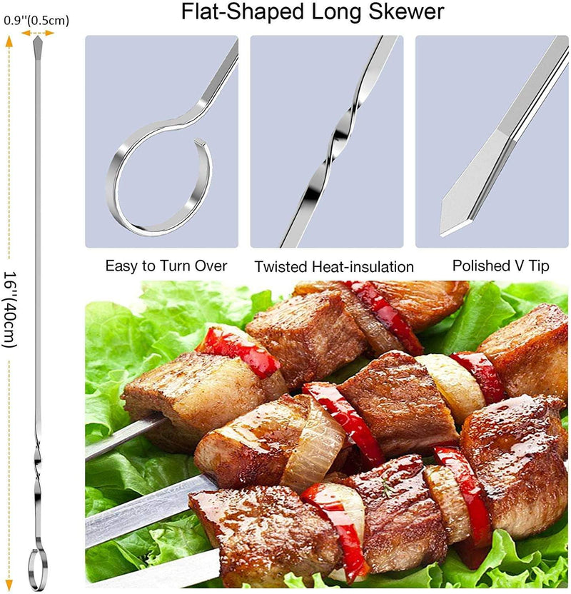 33PCS Metal Kabob Skewers Set for Meat Chicken Shrimp Vegetable, with Marshmallow Roasting Sticks - Aisitin Online