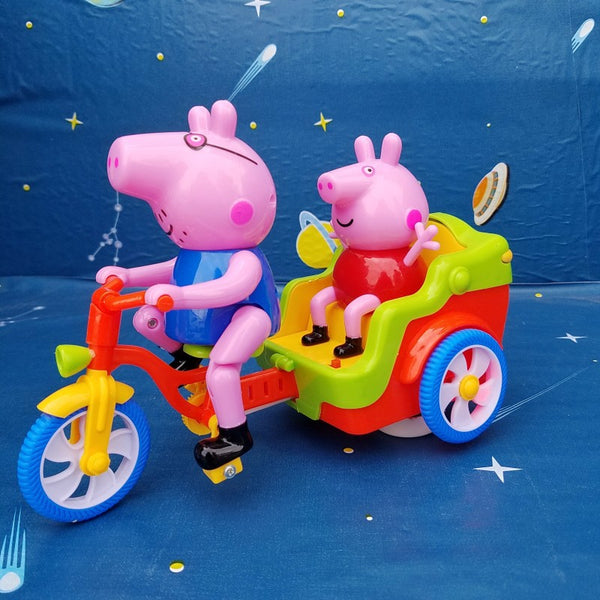 Piggy tricycle dad toy car Electric car Peppa Pig