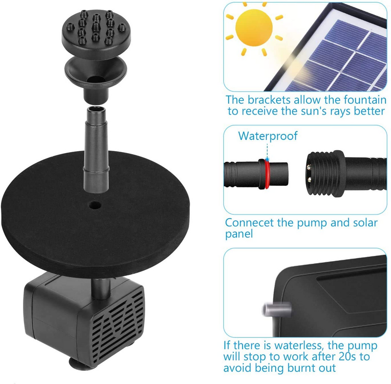 6.5W Solar Fountain Pump ( 1500mAh Battery , 9.84 inch ) – Aisitin Online