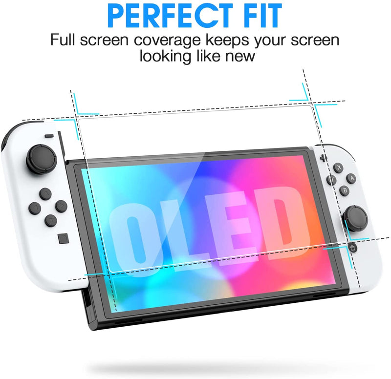 HEYSTOP Switch OLED Screen Protector (3 Pack) Full Coverage Tempered Glass Screen Protector Compatible with Nintendo Switch OLED Model 2021