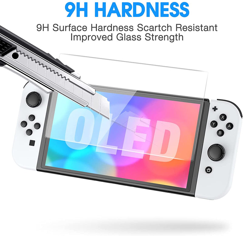 HEYSTOP Switch OLED Screen Protector (3 Pack) Full Coverage Tempered Glass Screen Protector Compatible with Nintendo Switch OLED Model 2021