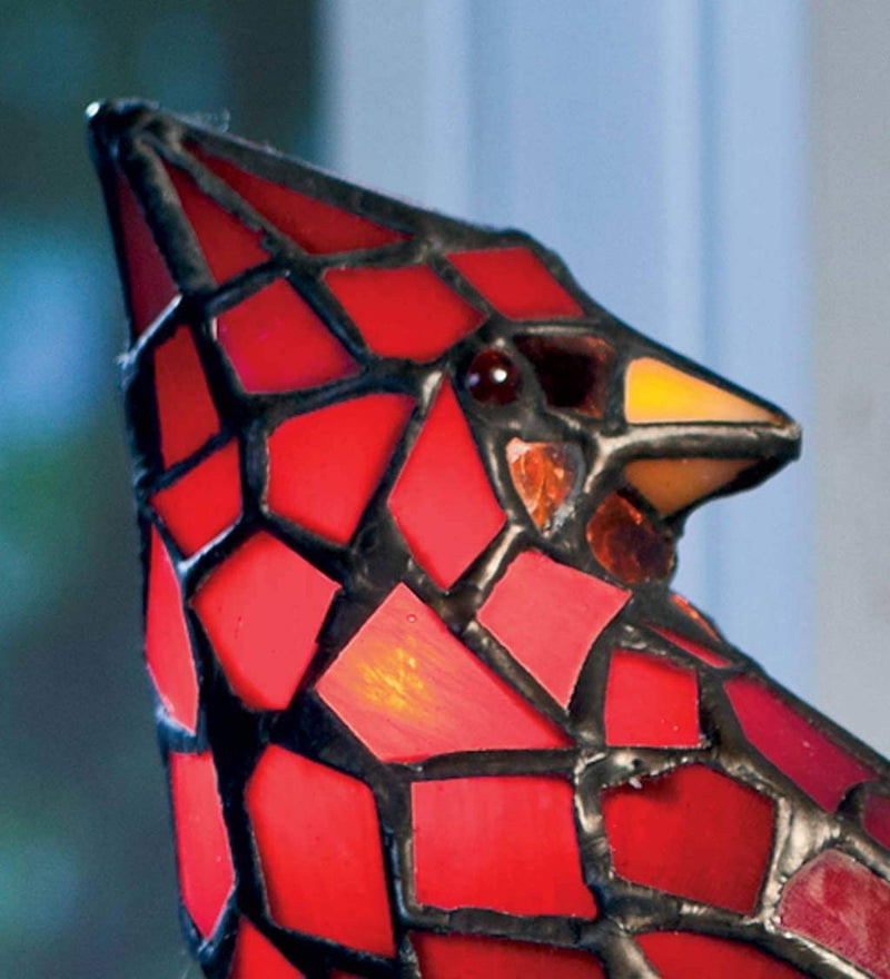 Tiffany Style Stained Glass Cardinal Bird Table Lamp