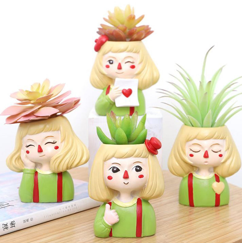 Painter Cute Girl Style 1, Cactus Pot, Painter Gift, Cache Pot, Cute Flower Pot, Tabletop Planter, Birthday Gifts Planters, Gift For Her - Novarium Decor