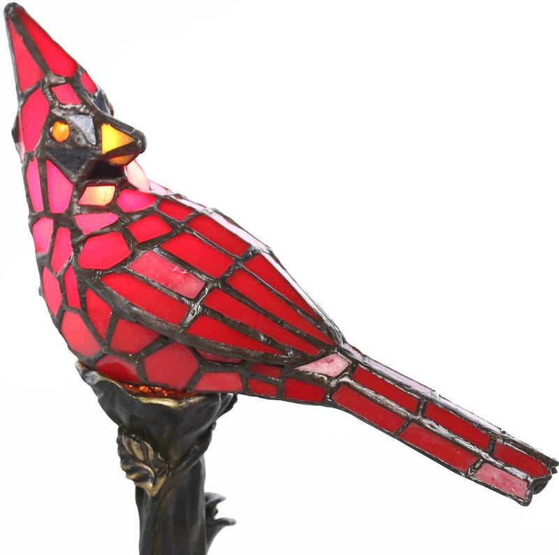 Tiffany Style Stained Glass Cardinal Bird Table Lamp