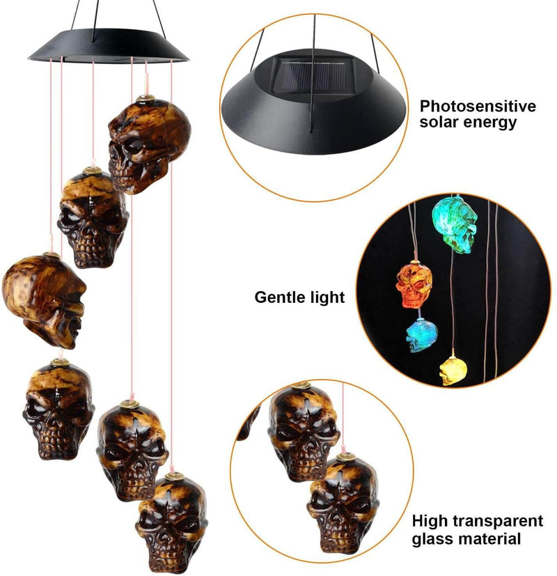 Solar Skeleton Skull Wind Chime Light - Aisitin Online