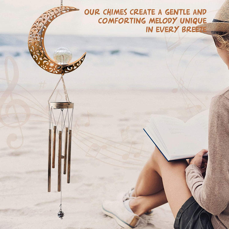 Solar Powered Wind Chimes（Moon） - Aisitin Online