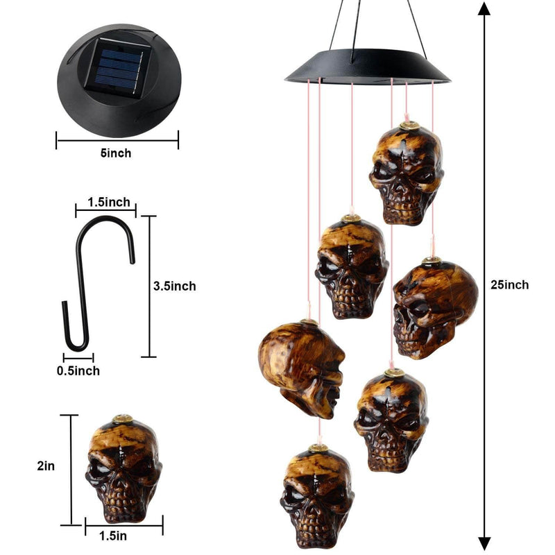 Solar Skeleton Skull Wind Chime Light - Aisitin Online