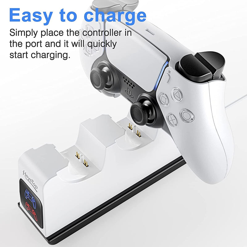 HEYSTOP PS5 Controller Charging Station with Fast Charging AC Adapter, Safety PS5 Controller Charger, Dualsense Charging Station for Playstation 5 with Intelligent Chip Protection