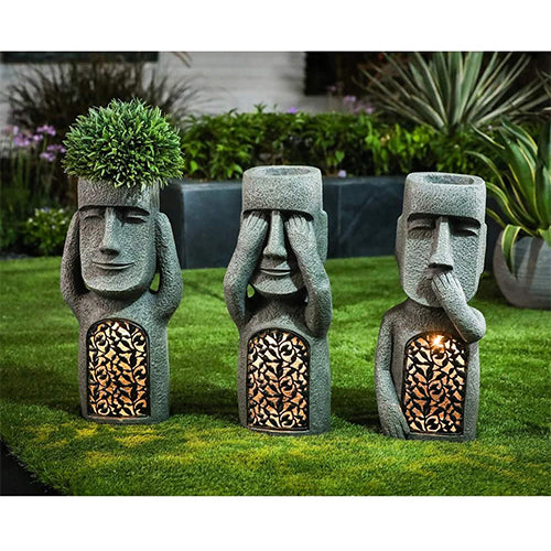 Easter Island Garden Light Statues
