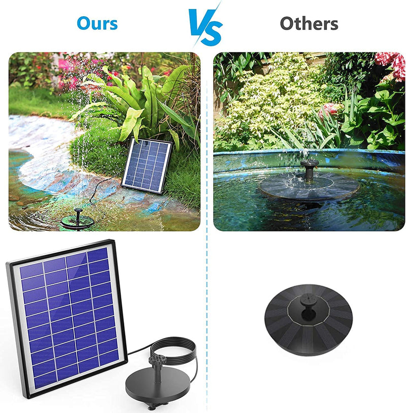 AISITIN 6.5W 太阳能喷泉泵内置 1500mAh 电池,太阳能水泵浮动喷泉,带 6 个喷嘴,适用于鸟类浴缸、鱼缸、池塘或花园装饰太阳能曝气泵