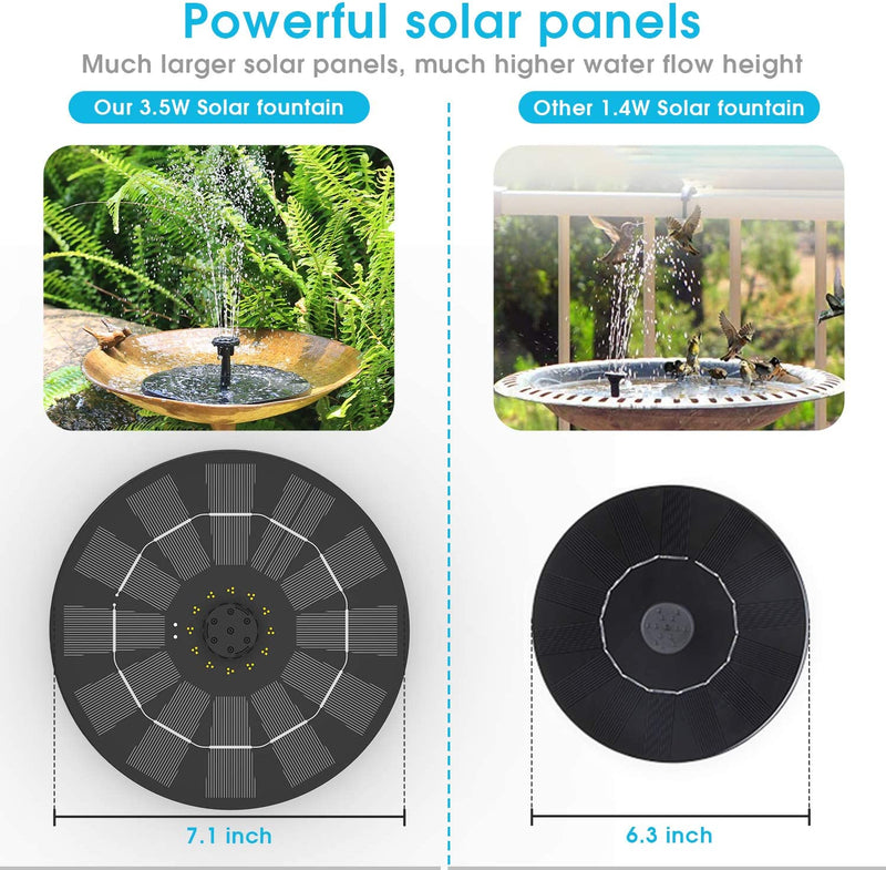 AISITIN 3.5W Solar Fountain Pump Built-in 1500mAh Battery with 6 Nozzles, Solar Water Pump Floating Fountain for Bird Bath, Fish Tank, Pond, Garden Decorations and Aerator Pump