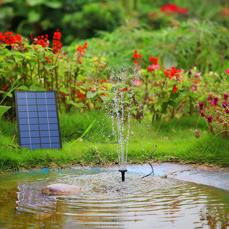 AISITIN 2.5W Solar Fountain Pump, DIY Outdoor Solar Water Fountain Pump with 6 Nozzles and 4ft Water Pipe, Solar Powered Pump for Bird Bath, Ponds, Garden and Fish Tank Pond and Other Places
