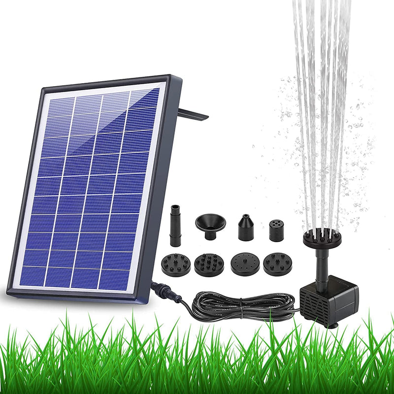 AISITIN 6.5W 太阳能喷泉泵内置 1500mAh 电池,太阳能水泵浮动喷泉,带 6 个喷嘴,适用于鸟类浴缸、鱼缸、池塘或花园装饰太阳能曝气泵