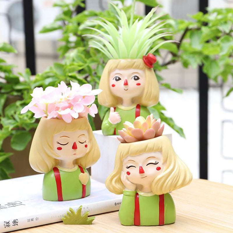 Painter Cute Girl Style 1, Cactus Pot, Painter Gift, Cache Pot, Cute Flower Pot, Tabletop Planter, Birthday Gifts Planters, Gift For Her - Novarium Decor