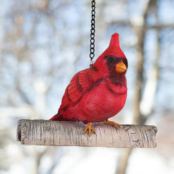 Cardinal Bird Hanging on a Tree Statue
