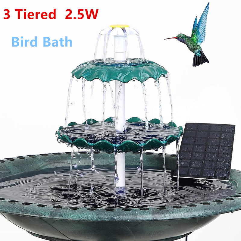 AISITIN 3 Tiered Bird Bath with 2.5W Solar Pump, DIY Solar Fountain Detachable and Suitable for Bird Bath, Garden Decoration