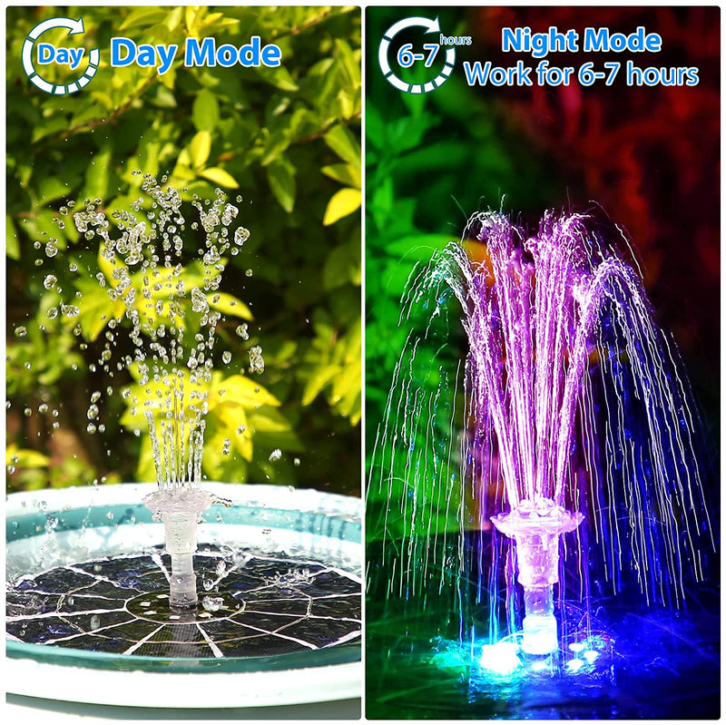AISITIN 5.5W LED Solar Fountain Pump with Lights for Bird Bath, DIY 100% Glass Solar Panel Powered Water Fountain with 16 Nozzle