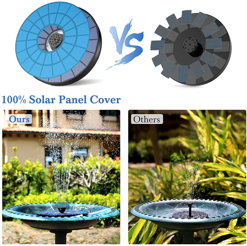 AISITIN Solar Fountain 5.5W with Color LED Light and 2000mAh Battery, 7 Nozzles Solar Bird Bath Fountain, for Outdoor, Garden