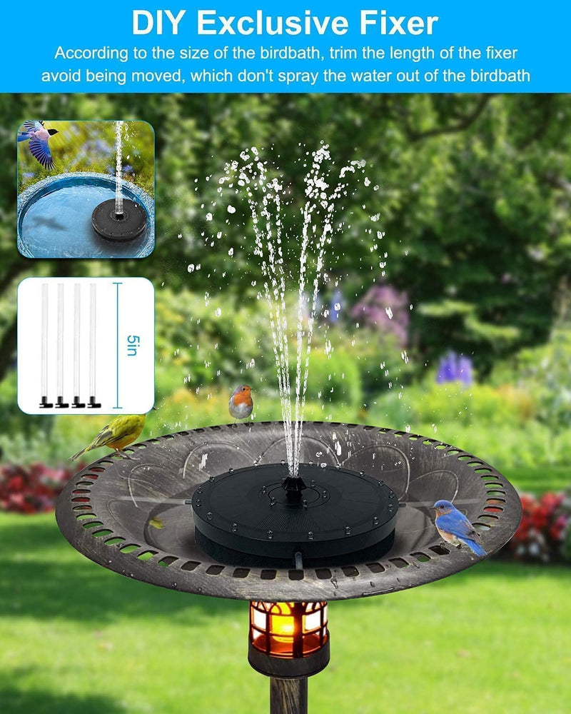 AISITIN Solar Fountain with 2000 Capacity Battery and 4 Fixed Rods, 3.5W Solar Powered Fountain Pump with LED Light for Garden
