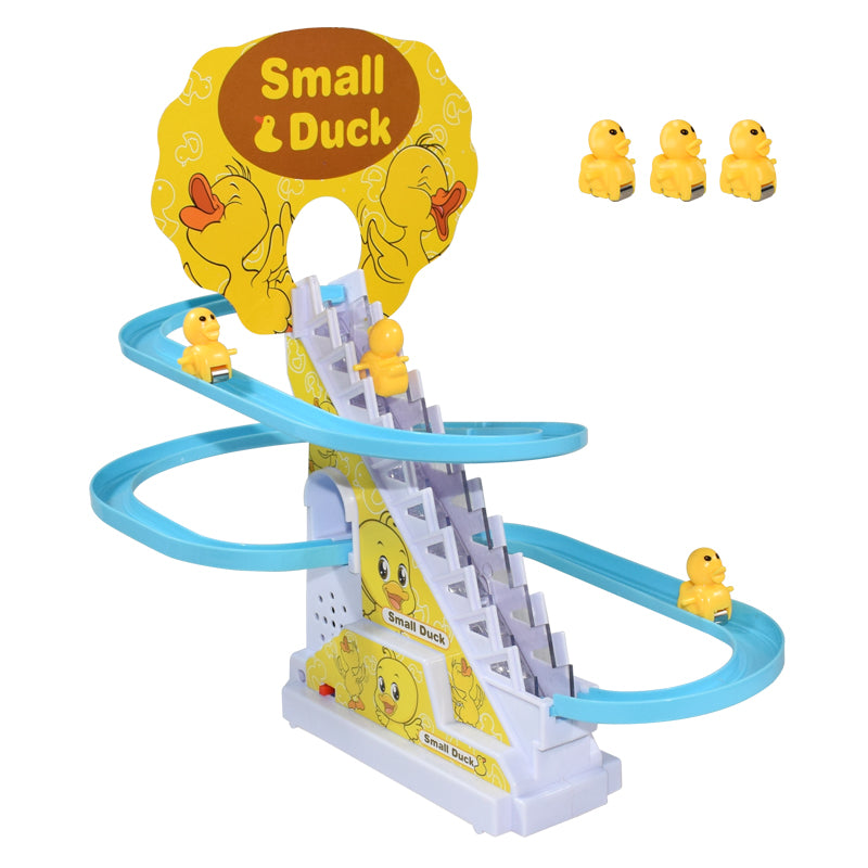 DIY railway racing track electric duckling stair climbing toy