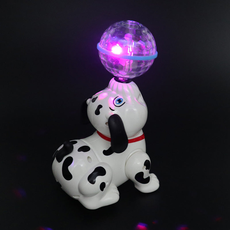 抖音网红同款儿童万向灯光音乐投影跳舞旋转顶球小狗电动玩具跨境