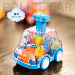 Transparent gear car press toy car