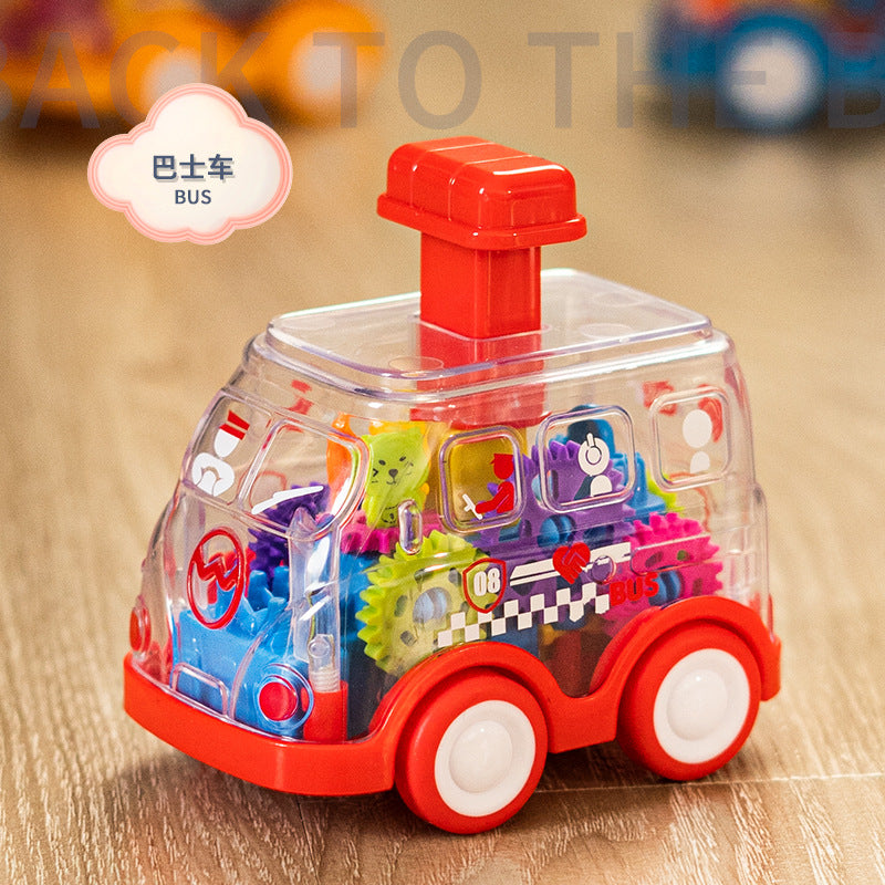 Transparent gear car press toy car