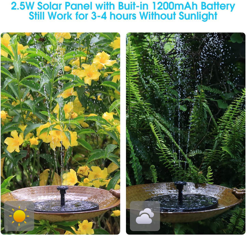 2.5W Solar Fountain Pump ( 1200mAh Battery , 7.48 inch ) - Aisitin Online