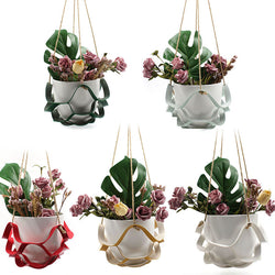 Leather flower pot net bag hanging basket