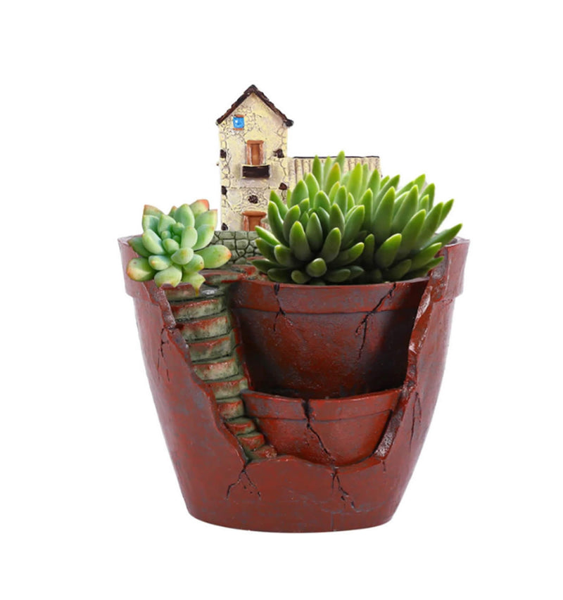 Two Storey Home Flower Pot ~ Succulent Pots For Indoor Gardens ~ House Plant Pots ~ Cute Planter ~ Minimalist Pot ~ Plant For Fairy garden - Novarium Decor